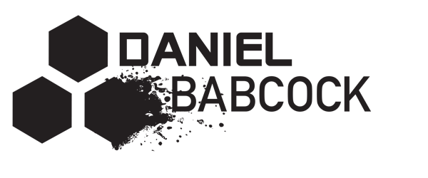 Daniel Babcock logo with three hexagons exploding
